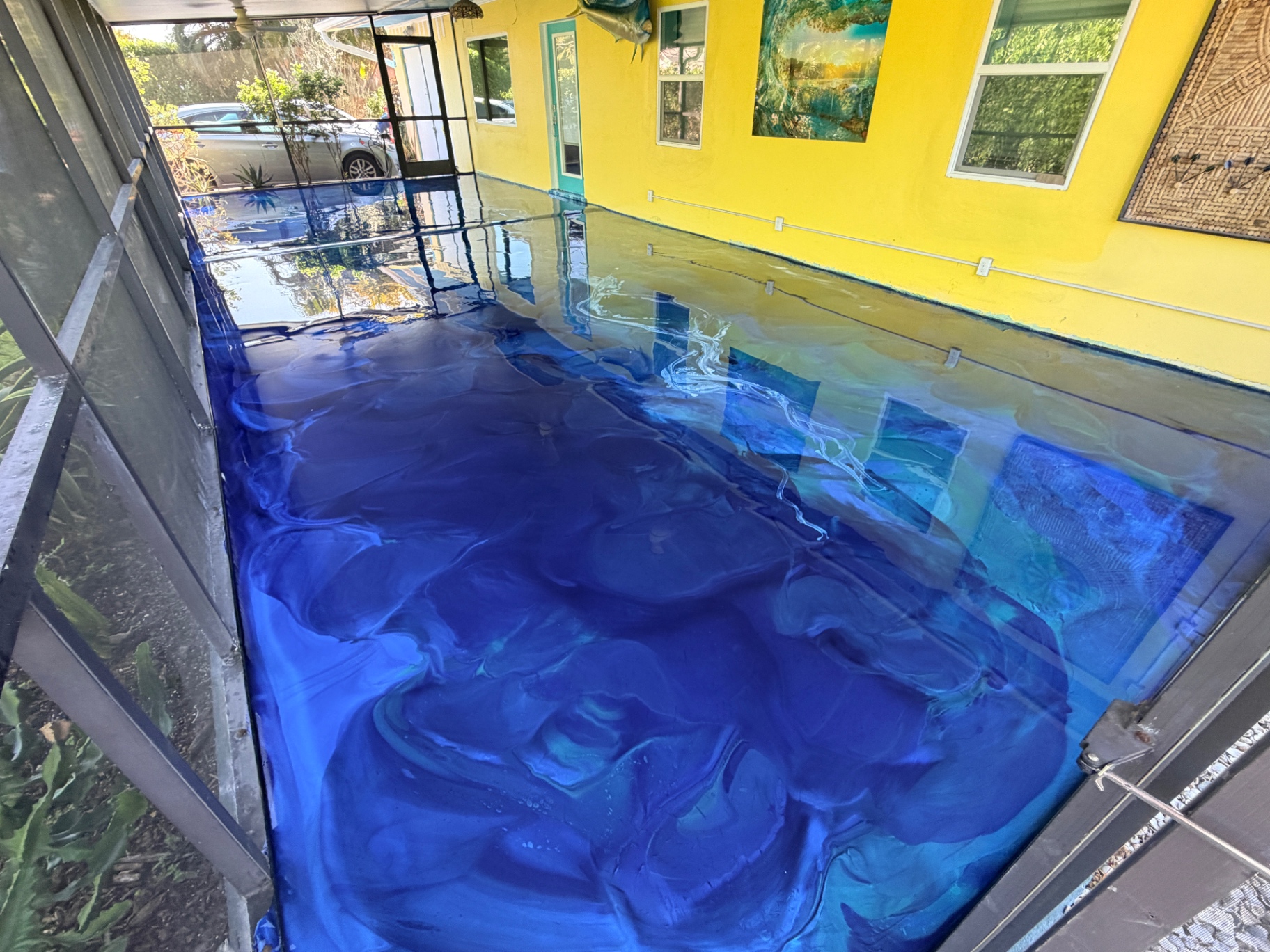 Metallic epoxy lanai floor