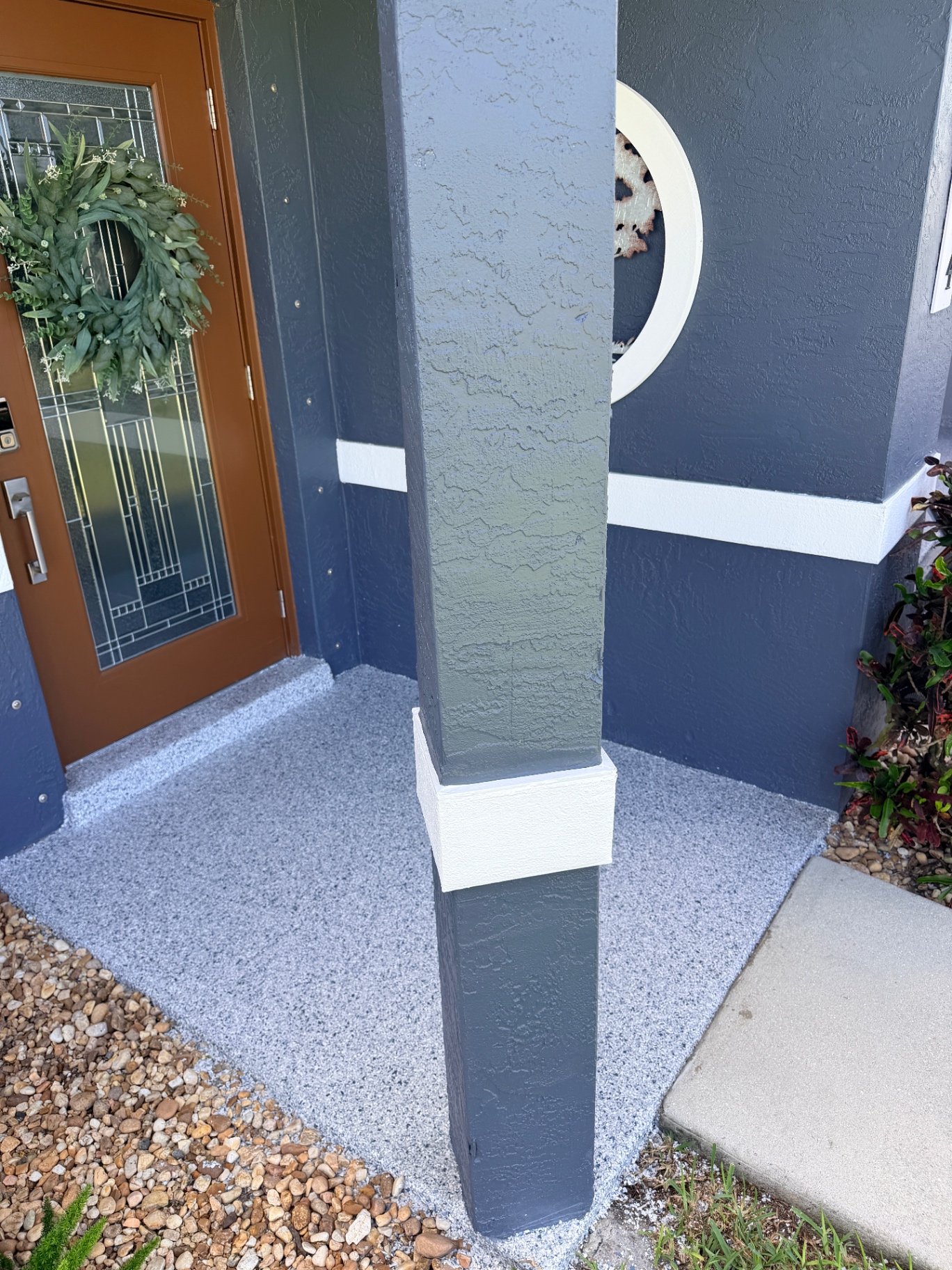 Epoxy coated front porch entryway