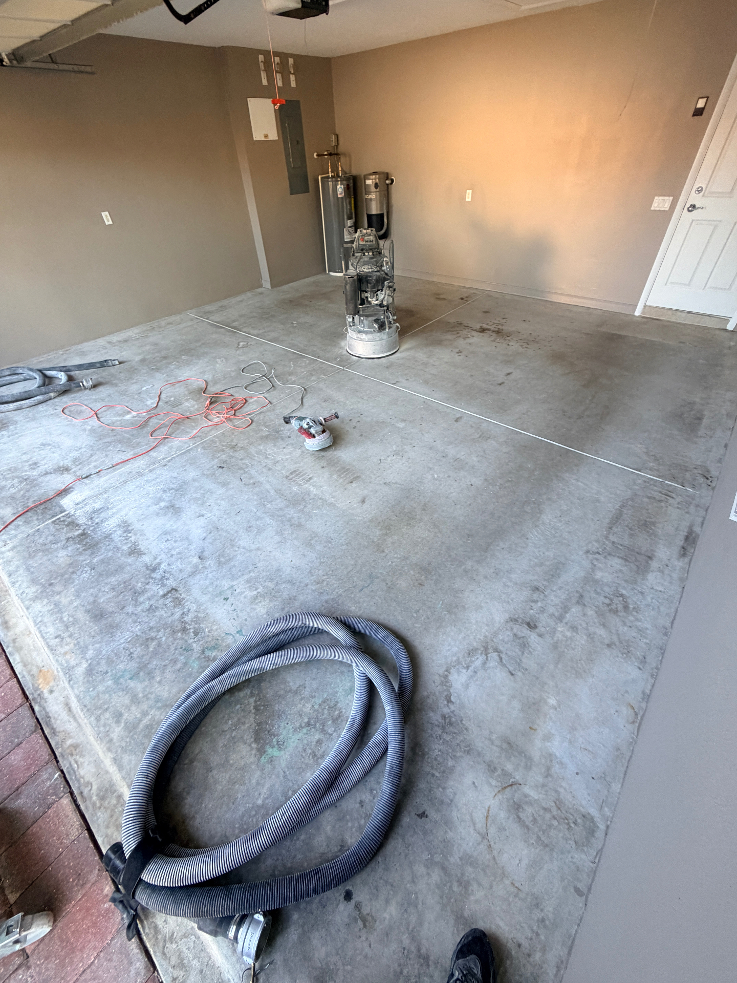 Garage floor before coating prep stage